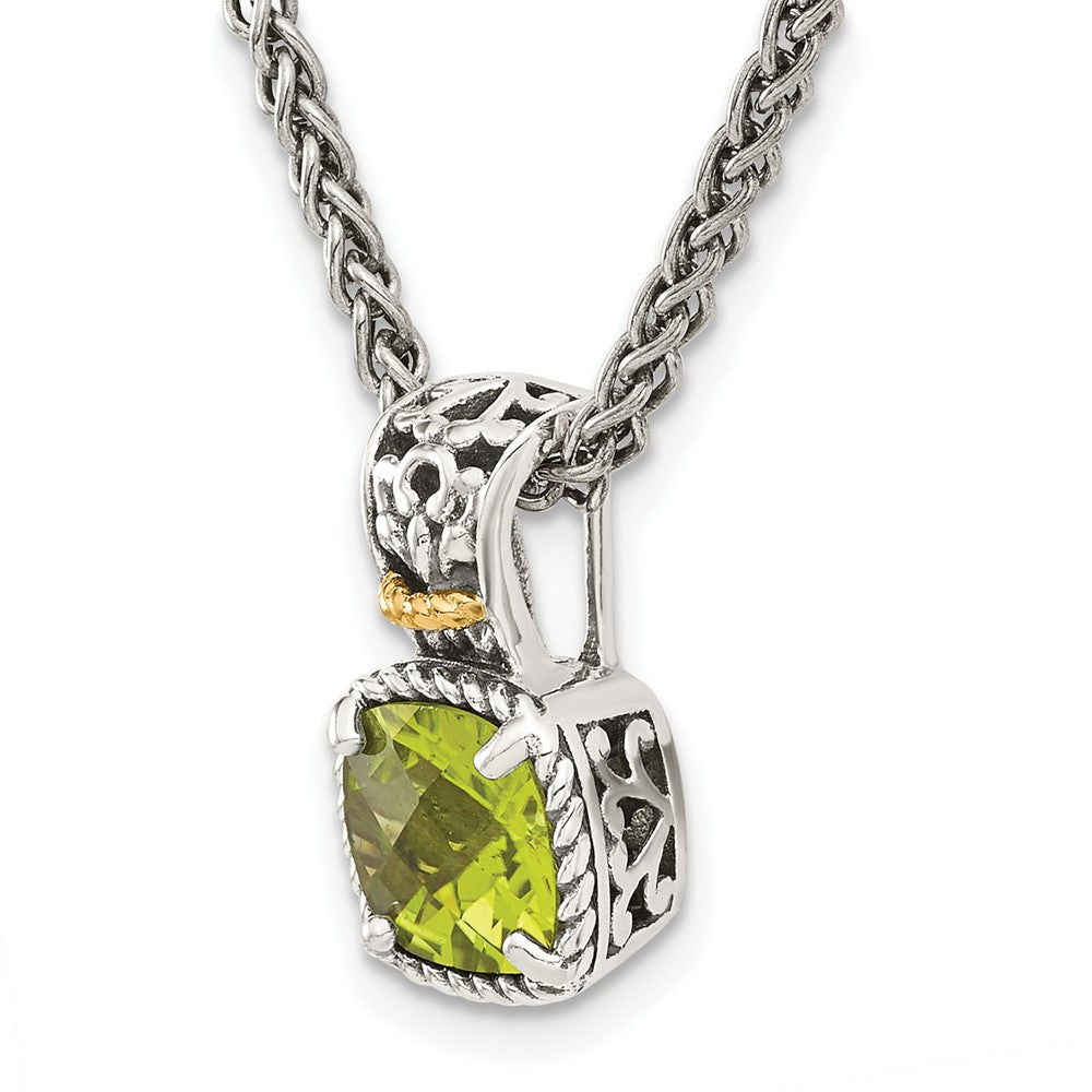 Sterling Silver Antiqued w/14k Peridot Necklace