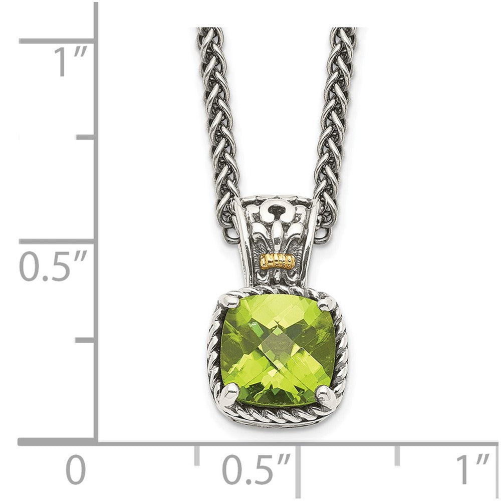 Sterling Silver Antiqued w/14k Peridot Necklace