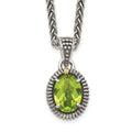 Sterling Silver Antiqued w/14ky Peridot Oval Necklace