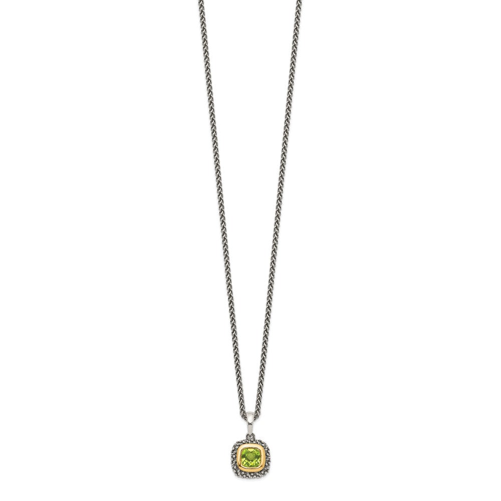 Sterling Silver Antiqued w/14k Peridot Necklace