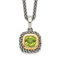 Sterling Silver Antiqued w/14k Peridot Necklace
