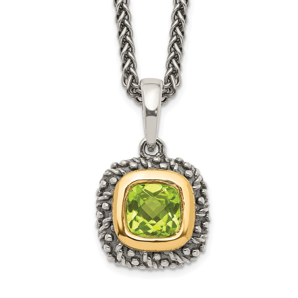 Sterling Silver Antiqued w/14k Peridot Necklace