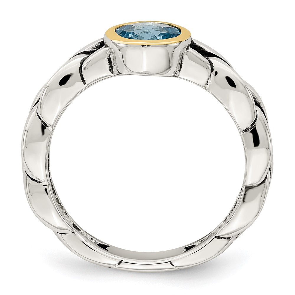 Sterling Silver Antiqued w/14k Sky Blue Topaz Ring