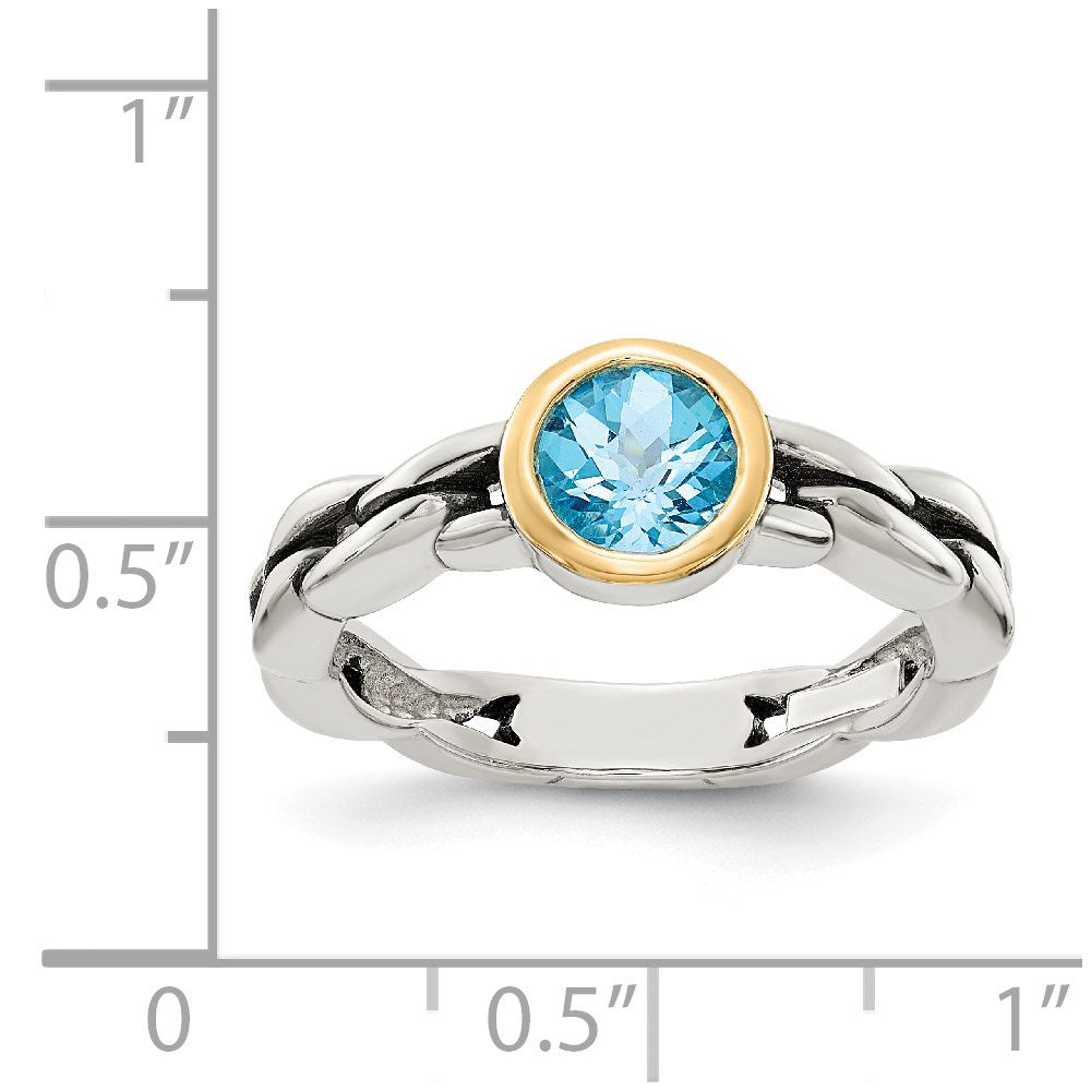 Sterling Silver Antiqued w/14k Sky Blue Topaz Ring