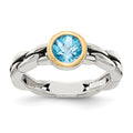 Sterling Silver Antiqued w/14k Sky Blue Topaz Ring