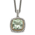Sterling Silver Antiqued w/14k Green Quartz Necklace