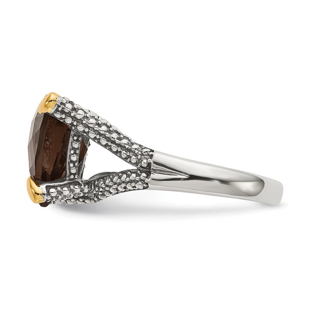 Sterling Silver Antiqued w/14k Smoky Quartz Ring