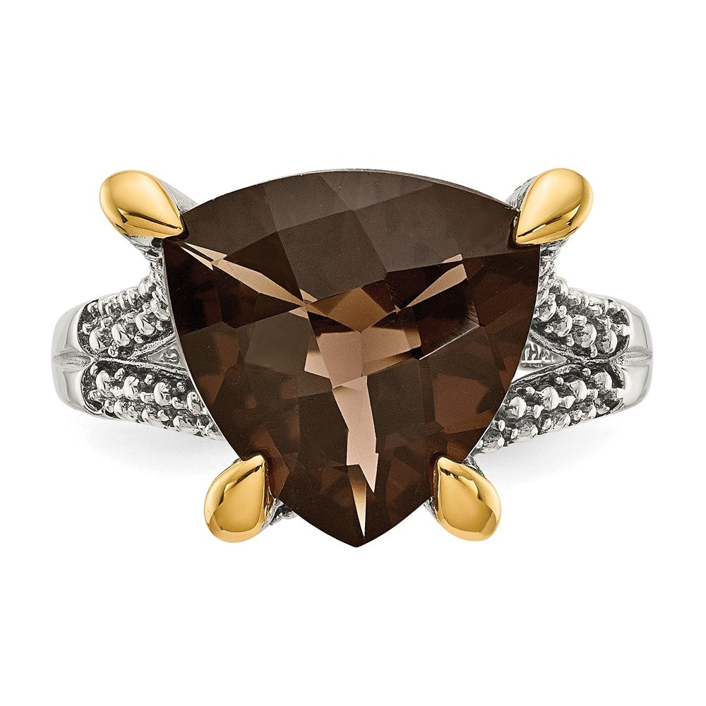 Sterling Silver Antiqued w/14k Smoky Quartz Ring