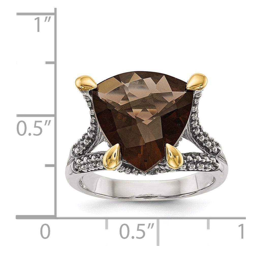 Sterling Silver Antiqued w/14k Smoky Quartz Ring