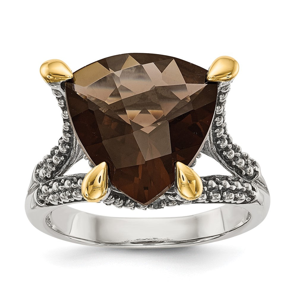 Sterling Silver Antiqued w/14k Smoky Quartz Ring
