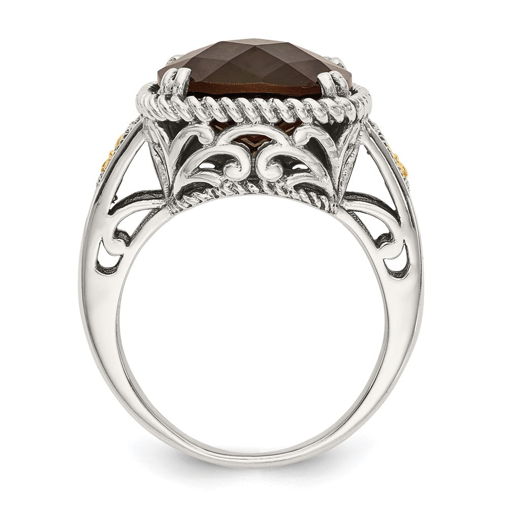 Sterling Silver Antiqued w/14k Smoky Quartz Ring