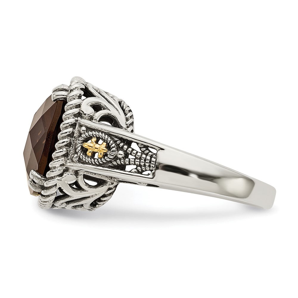 Sterling Silver Antiqued w/14k Smoky Quartz Ring
