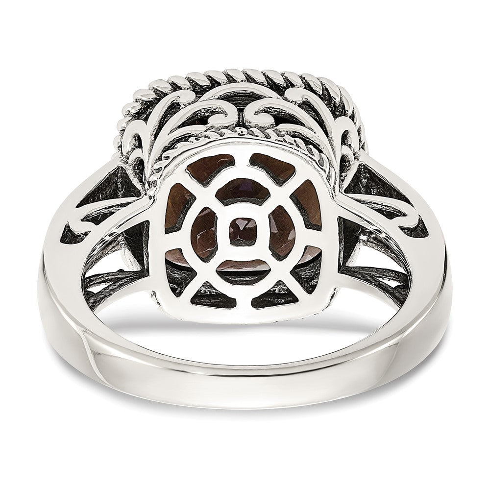 Sterling Silver Antiqued w/14k Smoky Quartz Ring