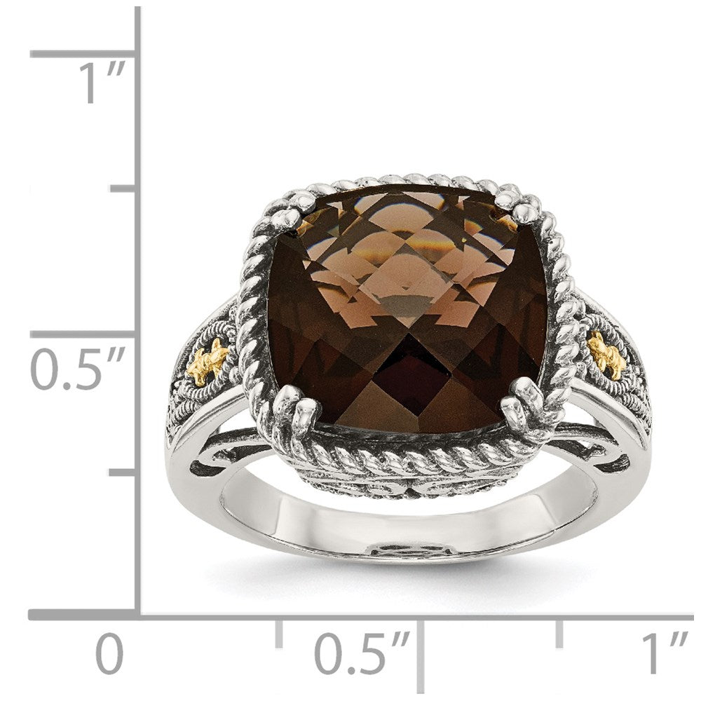 Sterling Silver Antiqued w/14k Smoky Quartz Ring