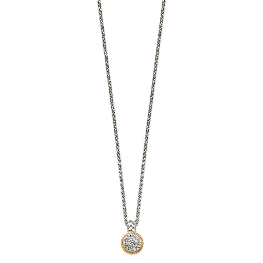Sterling Silver Rhodium-plated w/ 14k Polished Diamond Necklace