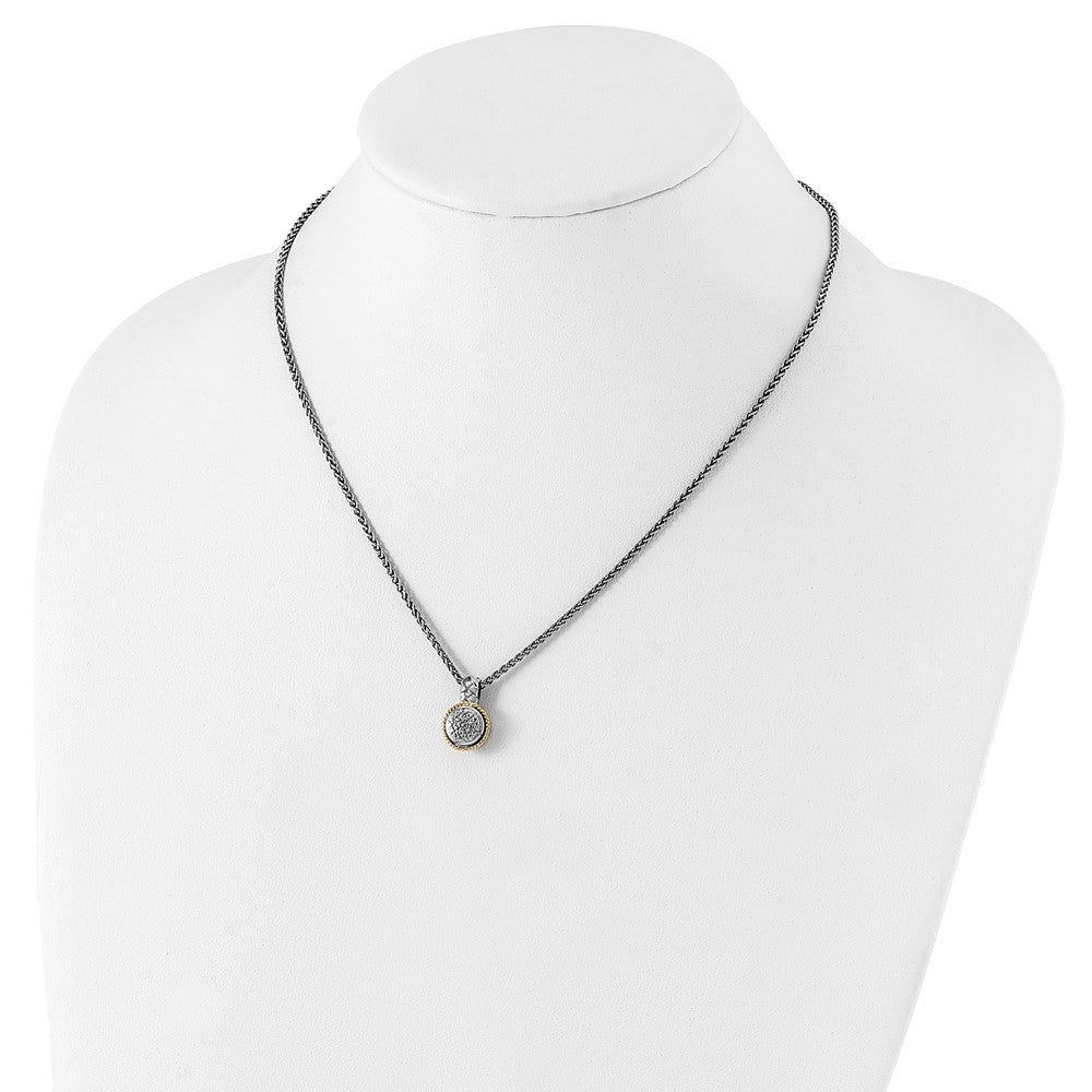 Sterling Silver Rhodium-plated w/ 14k Polished Diamond Necklace