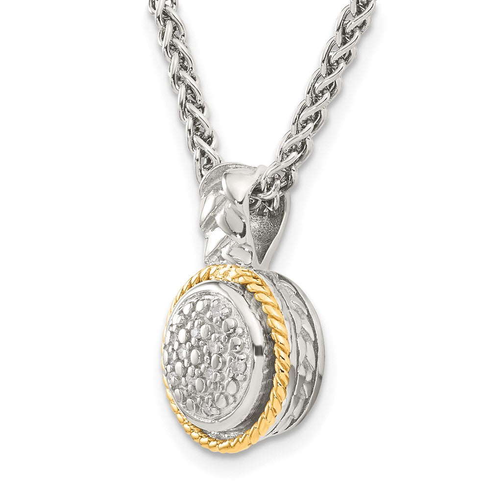 Sterling Silver Rhodium-plated w/ 14k Polished Diamond Necklace
