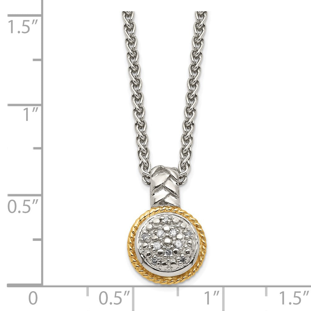 Sterling Silver Rhodium-plated w/ 14k Polished Diamond Necklace
