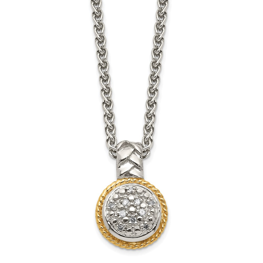 Sterling Silver Rhodium-plated w/ 14k Polished Diamond Necklace