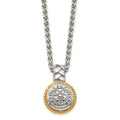 Sterling Silver Rhodium-plated w/ 14k Polished Diamond Necklace