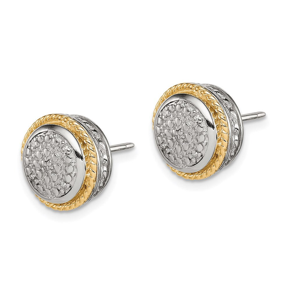 Sterling Silver Rhodium-plated w/ 14k Polished Diamond Earrings