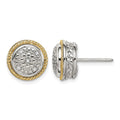 Sterling Silver Rhodium-plated w/ 14k Polished Diamond Earrings
