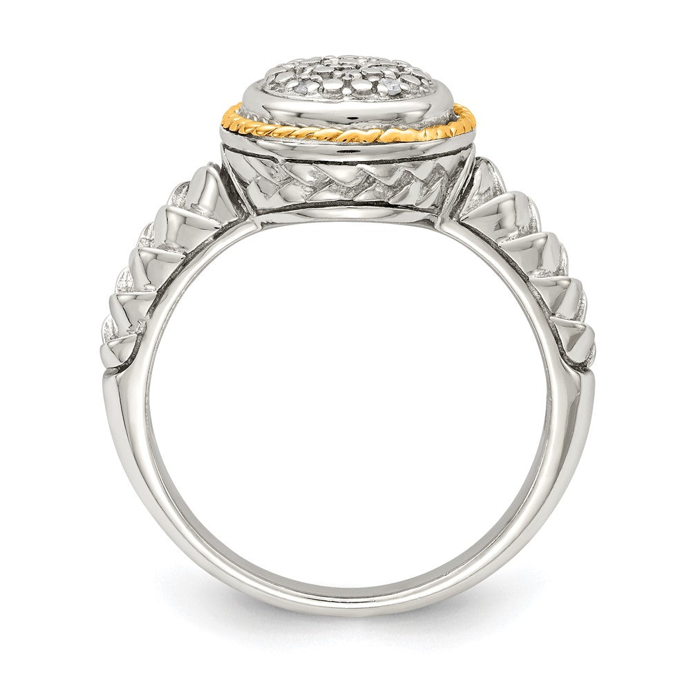 Sterling Silver Rhodium-plated w/ 14k Polished Diamond Ring