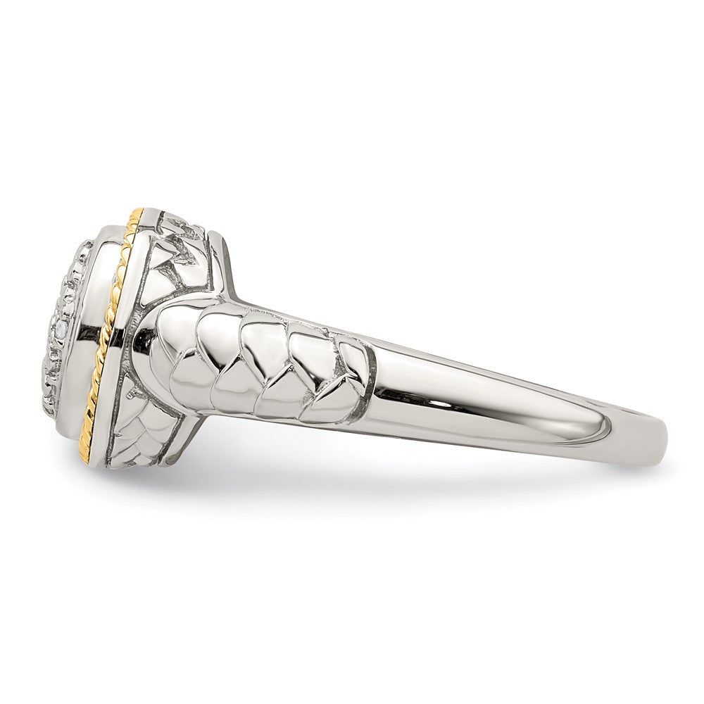Sterling Silver Rhodium-plated w/ 14k Polished Diamond Ring