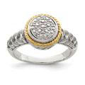 Sterling Silver Rhodium-plated w/ 14k Polished Diamond Ring