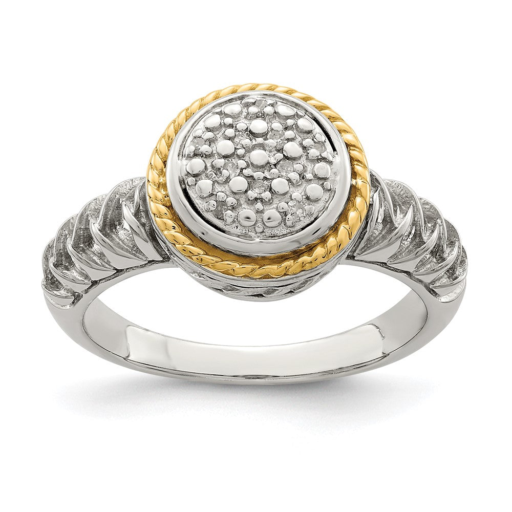 Sterling Silver Rhodium-plated w/ 14k Polished Diamond Ring