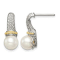 Sterling Silver RH-pltd w/14K Accent 7-8mm FWC Pearl Post Earrings