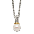 Sterling Silver Rhod-plated w/14k Accent 8-9mm FWC Pearl Necklace
