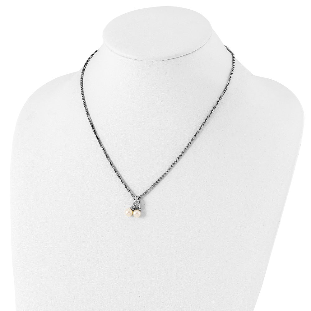 Sterling Silver Rhod-plated w/14K Accent 6-7mm FWC Pearl Necklace