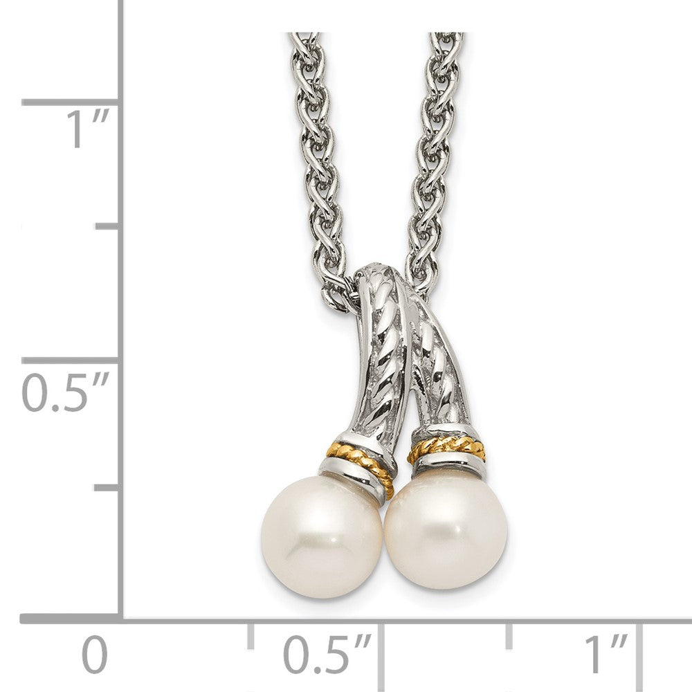 Sterling Silver Rhod-plated w/14K Accent 6-7mm FWC Pearl Necklace