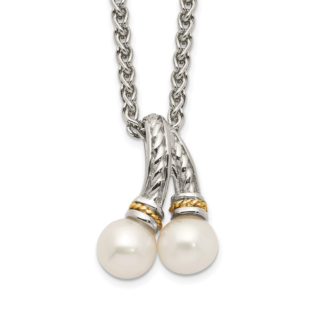 Sterling Silver Rhod-plated w/14K Accent 6-7mm FWC Pearl Necklace