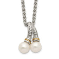 Sterling Silver Rhod-plated w/14K Accent 6-7mm FWC Pearl Necklace