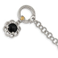 Sterling Silver RH-pl w/14k Accent Onyx/Diamond 7.5in Toggle Bracelet