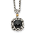 Sterling Silver w/14k Antiqued Polished Onyx Necklace