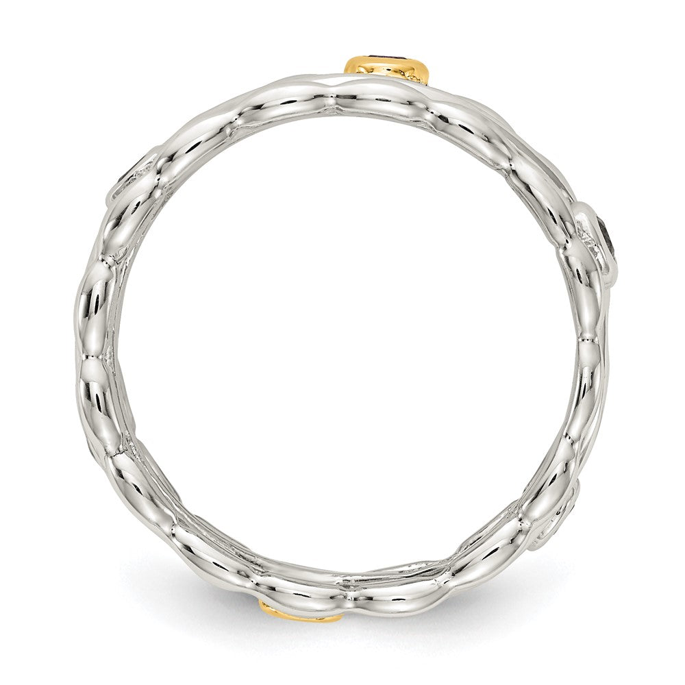 Sterling Silver Rhodium-plated w/ 14K Accent Multi-colored Ring
