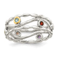 Sterling Silver Rhodium-plated w/ 14K Accent Multi-colored Ring