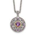 Sterling Silver Antiqued w/ 14K Accent Amethyst Necklace