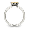 Sterling Silver Antiqued w/ 14k Polished Amethyst Ring