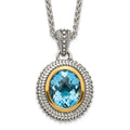 Sterling Silver w/14k Accent Antiqued Light Swiss Blue Topaz Necklace