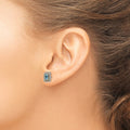 Sterling Silver w/14k Accent Antiqued Lt Swiss Blue Topaz Post Earrings