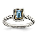 Sterling Silver w/14k Accent Antiqued Light Swiss Blue Topaz Ring
