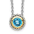 Sterling Silver w/14k Accent Antiqued Light Swiss Blue Topaz Slide