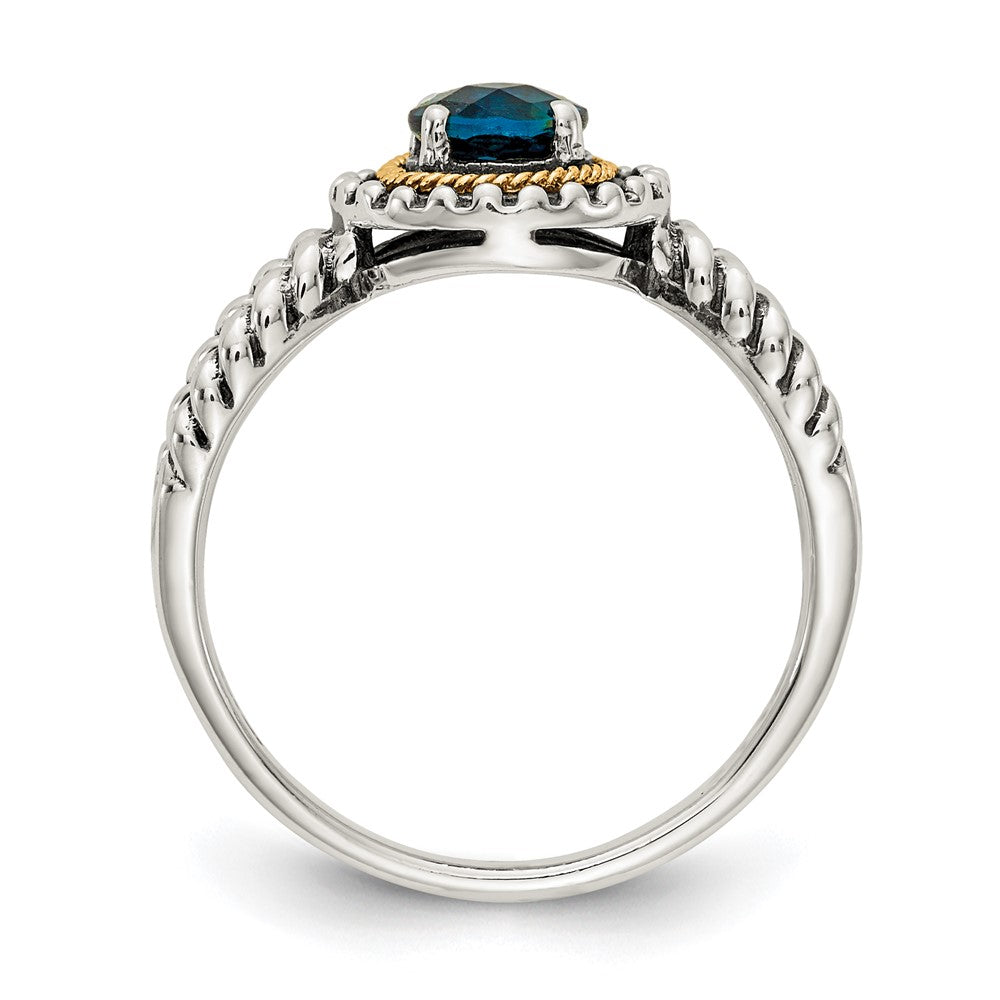 Sterling Silver Antiqued w/ 14K Accent London Blue Topaz Ring