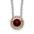 Sterling Silver Antiqued w/ 14K Accent Garnet Necklace