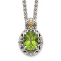 Sterling Silver Antiqued w/ 14K Accent Peridot Necklace