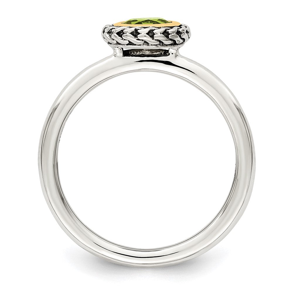 Sterling Silver w/14k Accent Antiqued Polished Peridot Ring